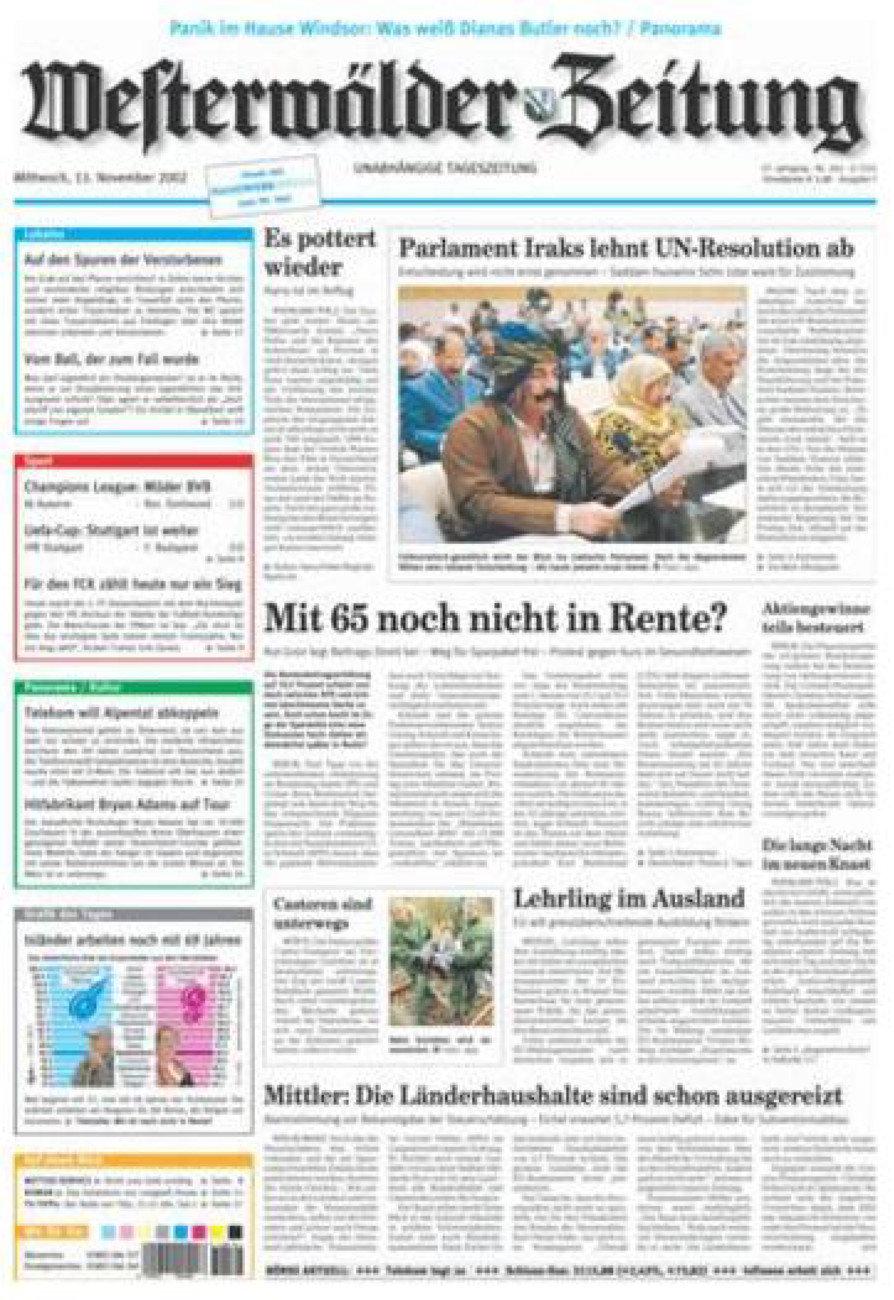 Westerwälder Zeitung vom Mittwoch, 13.11.2002