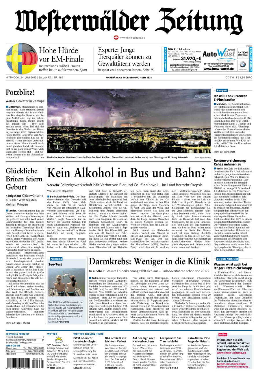 Westerwälder Zeitung vom Mittwoch, 24.07.2013