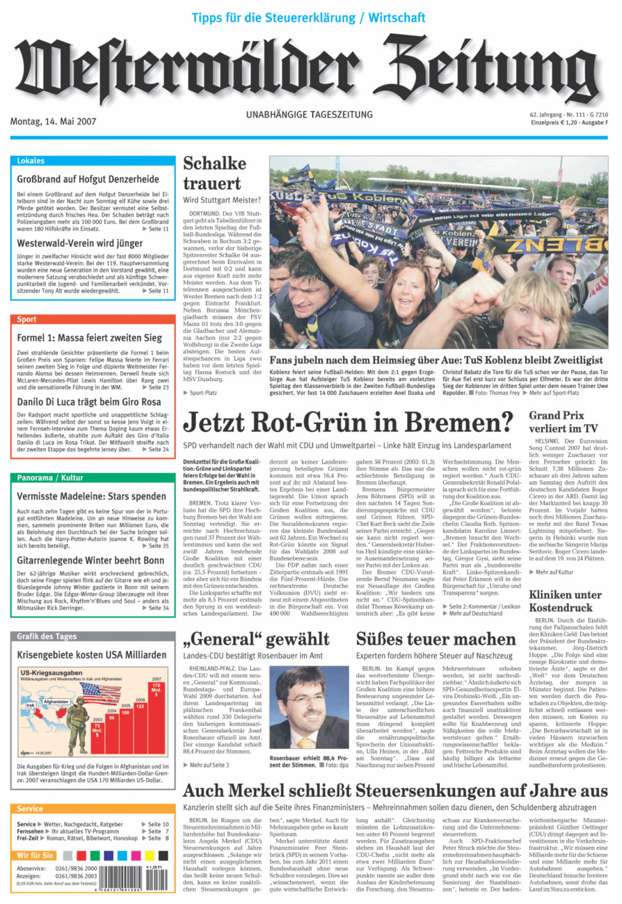 Westerwälder Zeitung vom Montag, 14.05.2007