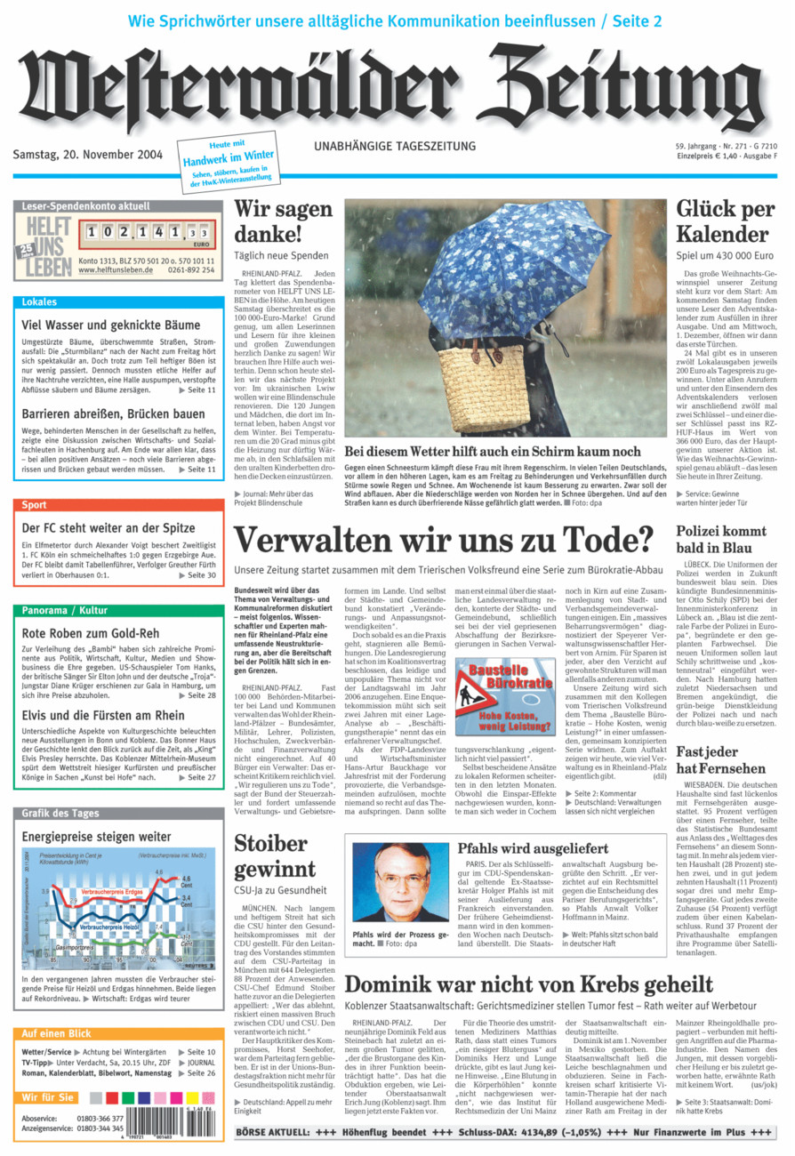 Westerwälder Zeitung vom Samstag, 20.11.2004