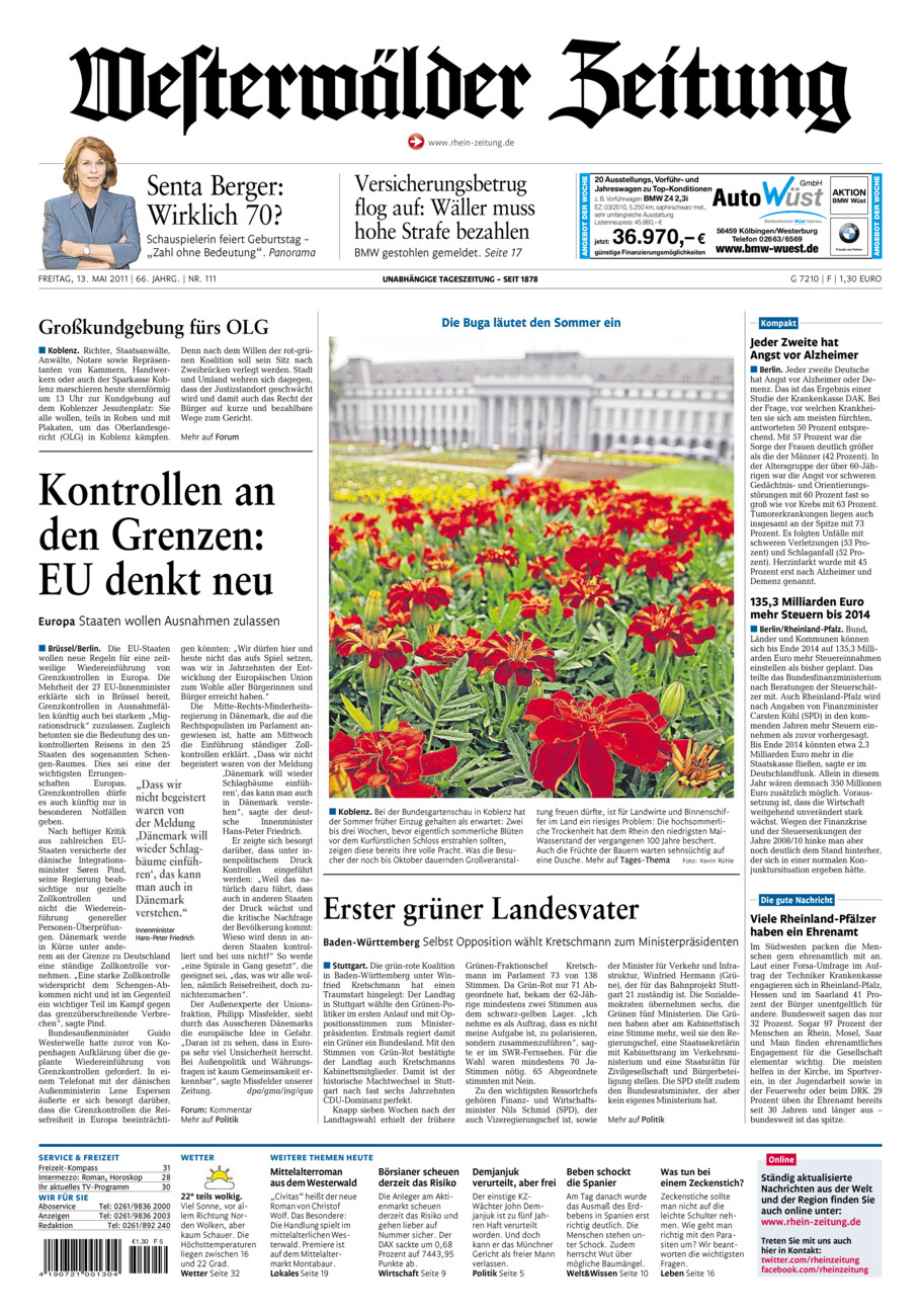 Westerwälder Zeitung vom Freitag, 13.05.2011