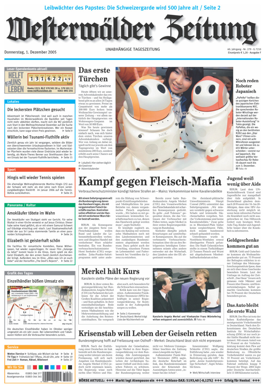 Westerwälder Zeitung vom Donnerstag, 01.12.2005