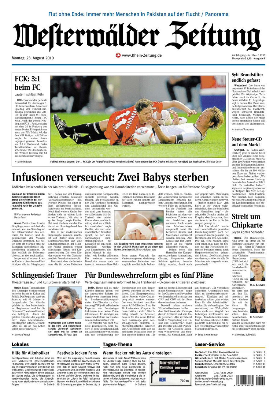 Westerwälder Zeitung vom Montag, 23.08.2010