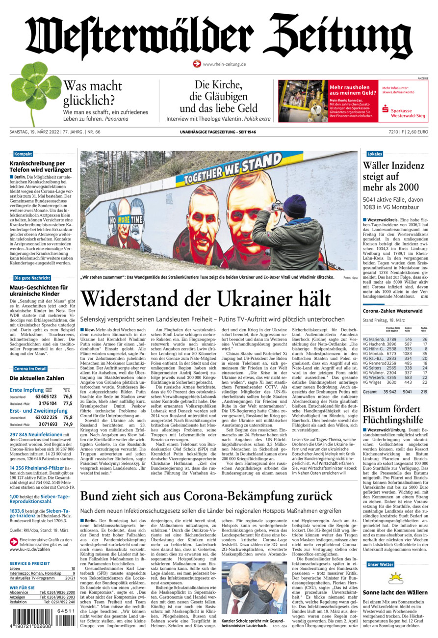 Westerwälder Zeitung vom Samstag, 19.03.2022