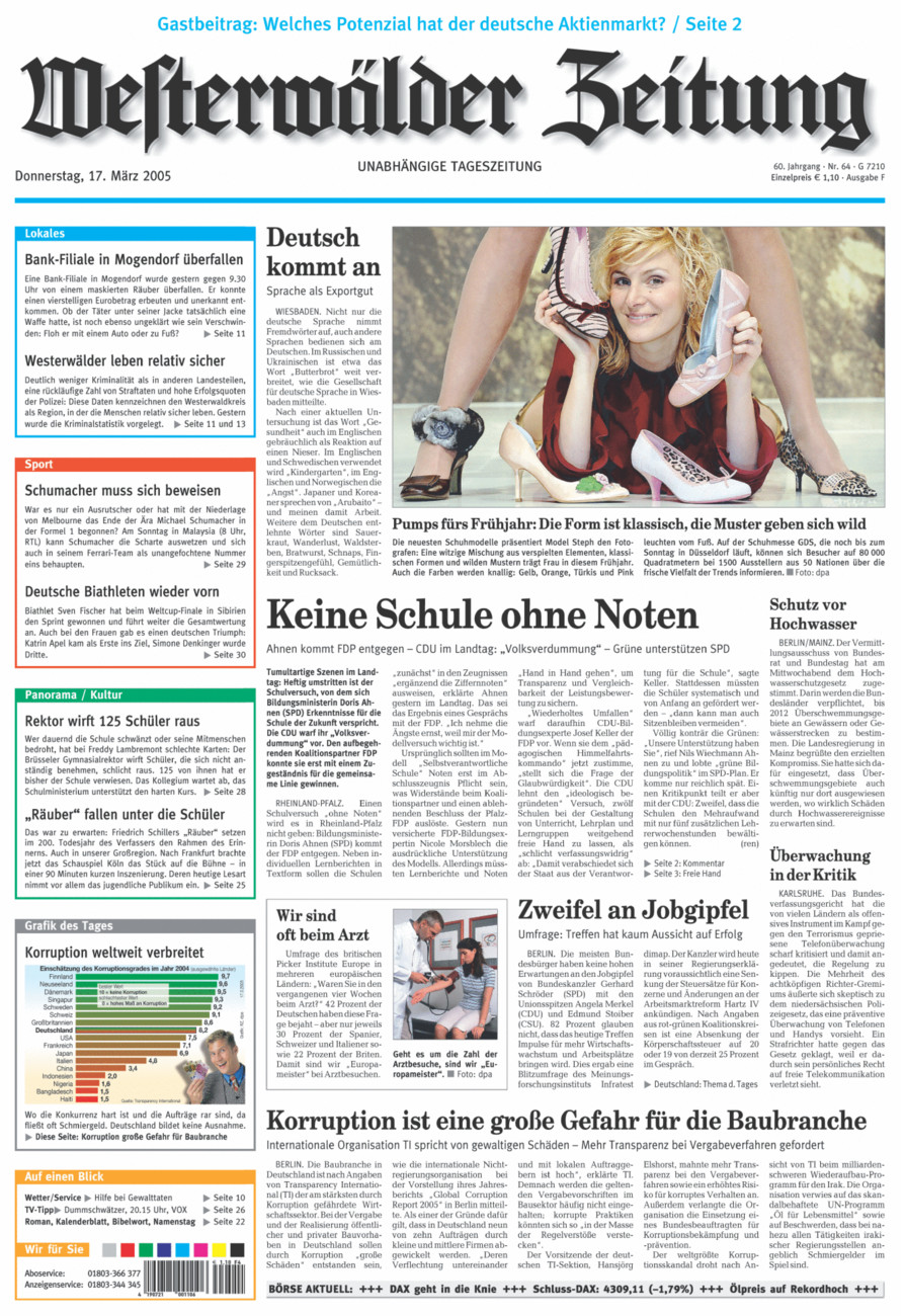 Westerwälder Zeitung vom Donnerstag, 17.03.2005