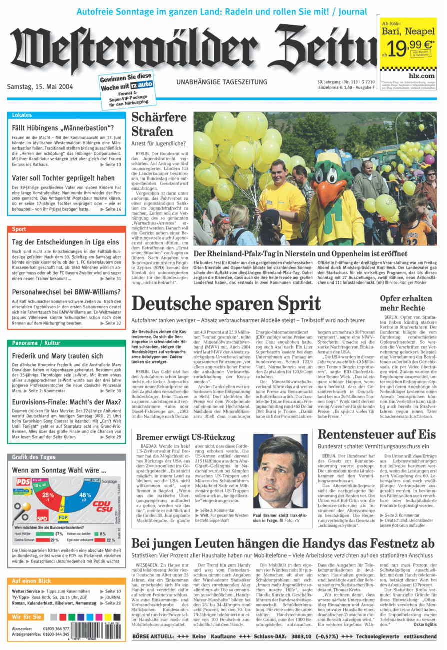 Westerwälder Zeitung vom Samstag, 15.05.2004