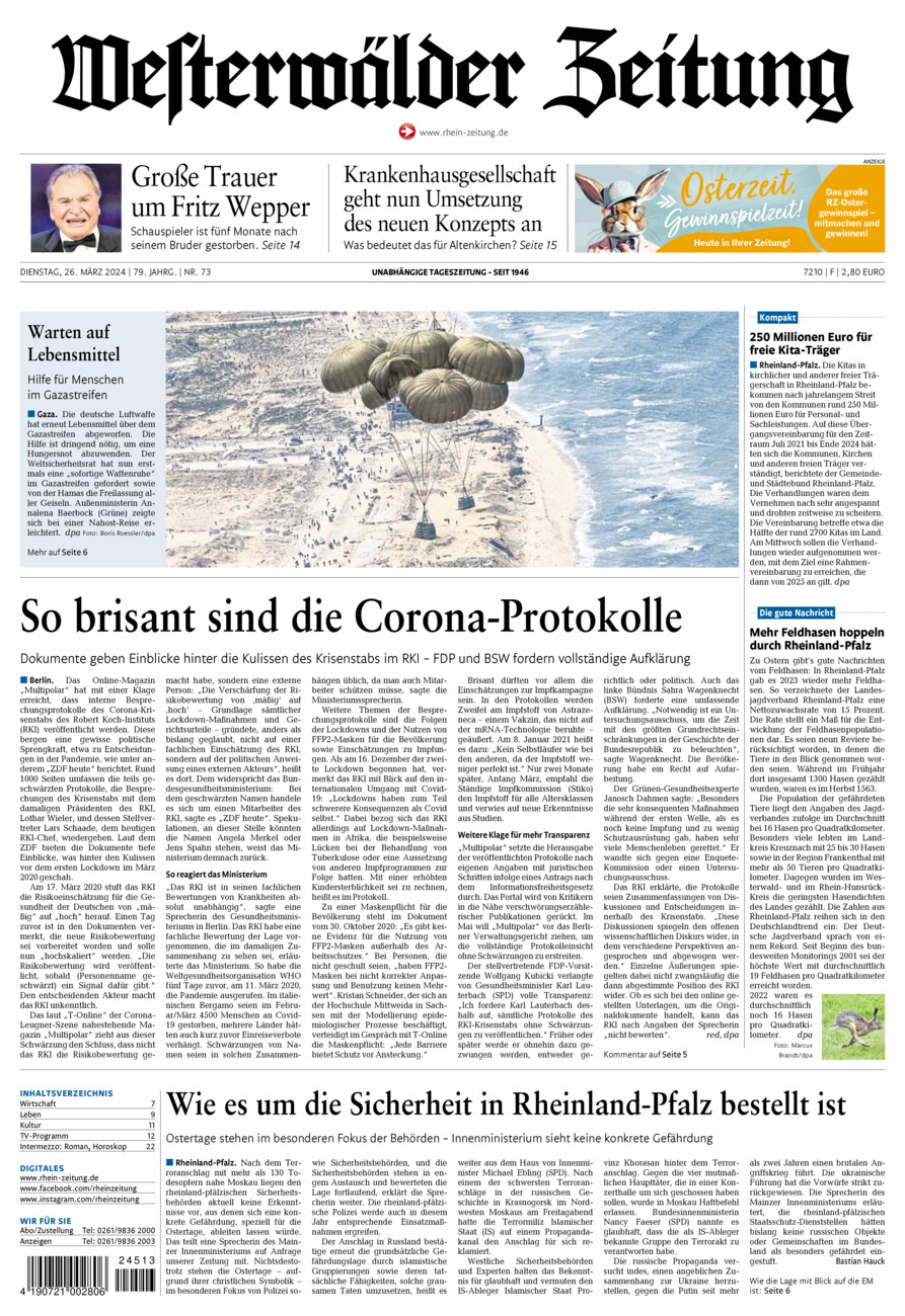 Westerwälder Zeitung vom Dienstag, 26.03.2024