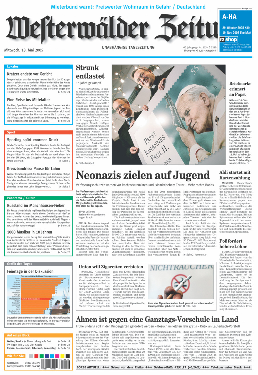 Westerwälder Zeitung vom Mittwoch, 18.05.2005
