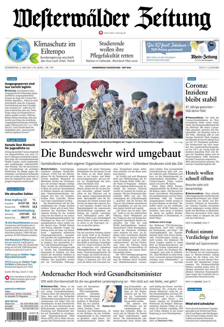 Westerwälder Zeitung vom Donnerstag, 06.05.2021