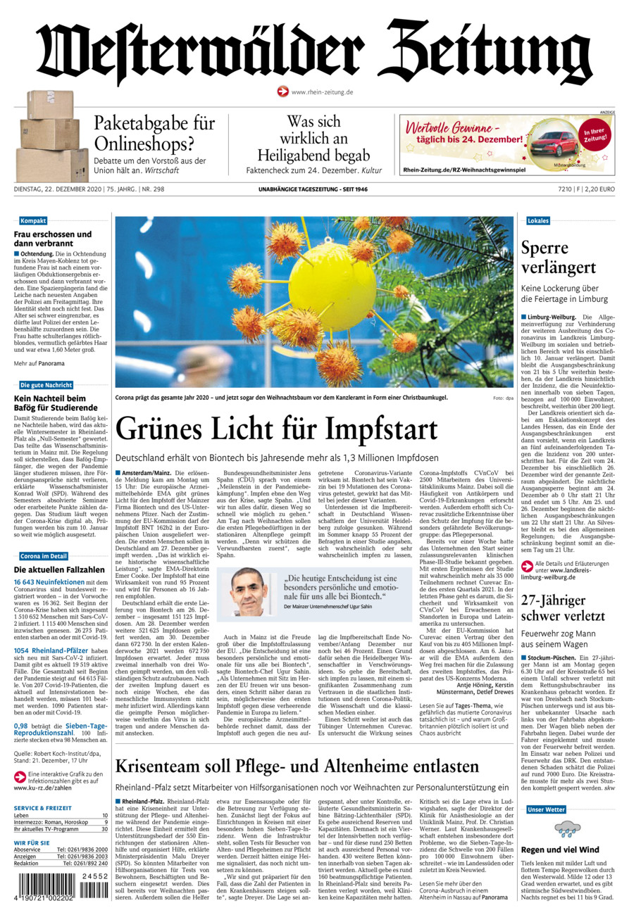 Westerwälder Zeitung vom Dienstag, 22.12.2020