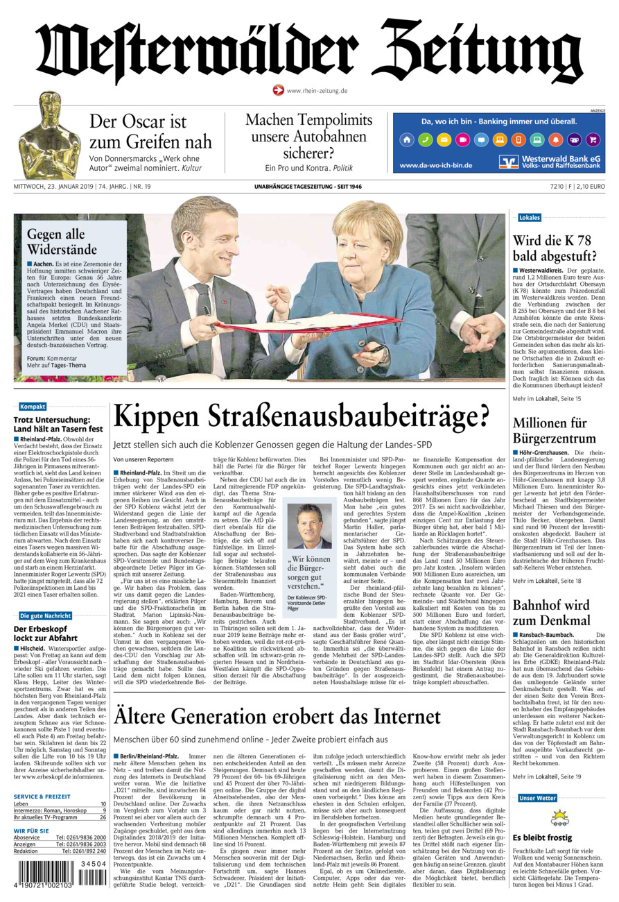 Westerwälder Zeitung vom Mittwoch, 23.01.2019