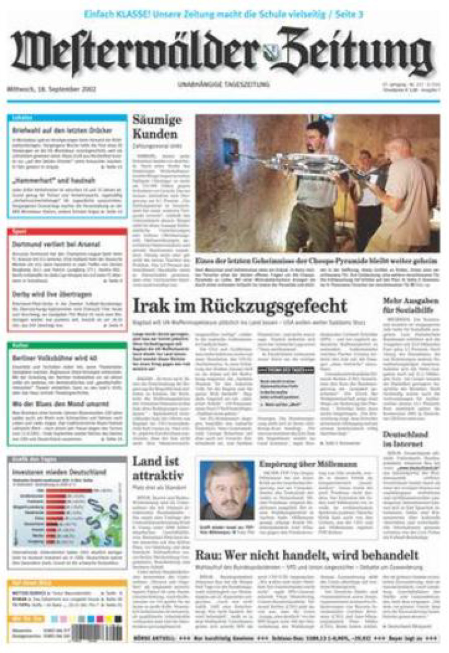 Westerwälder Zeitung vom Mittwoch, 18.09.2002