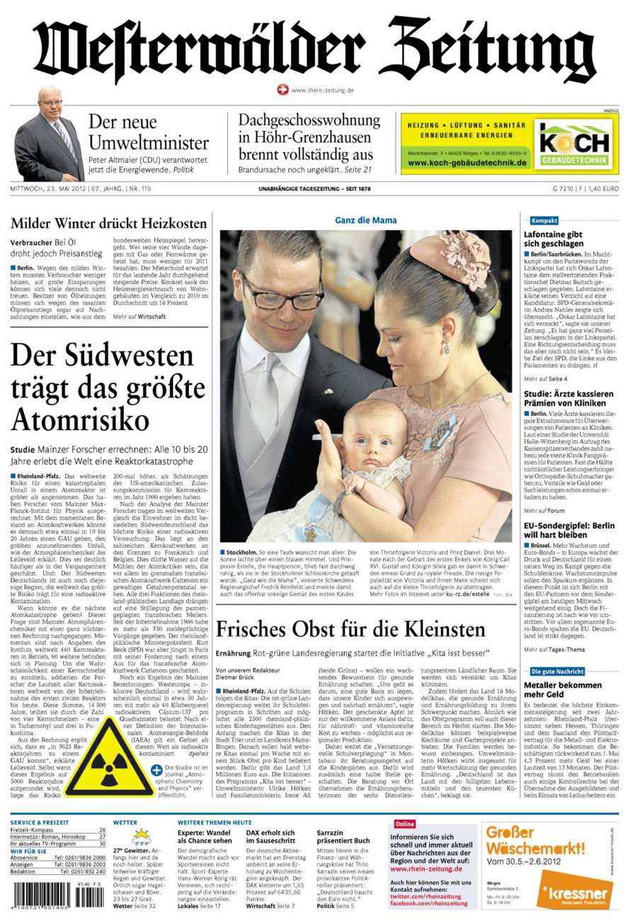 Westerwälder Zeitung vom Mittwoch, 23.05.2012