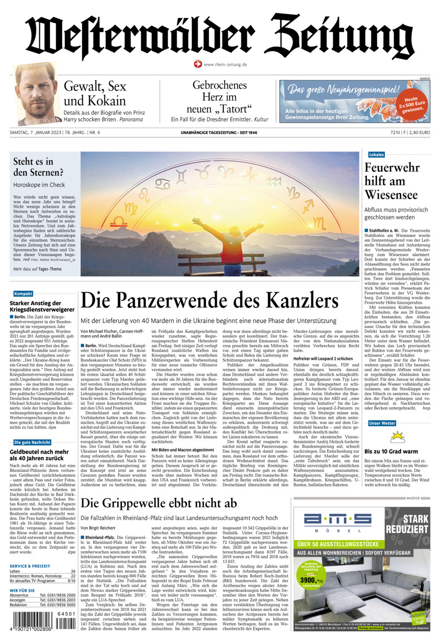 Westerwälder Zeitung vom Samstag, 07.01.2023