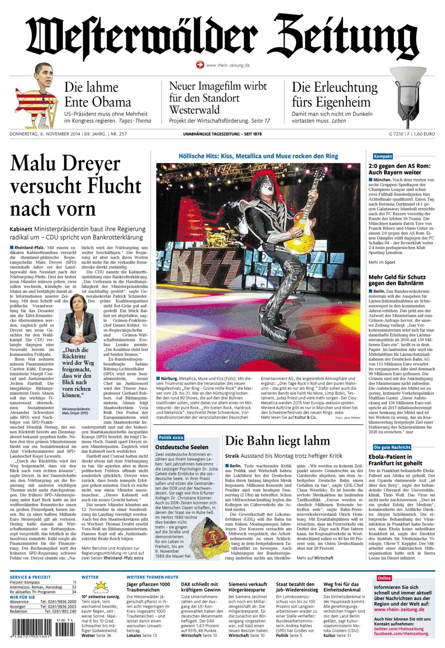 Westerwälder Zeitung vom Donnerstag, 06.11.2014