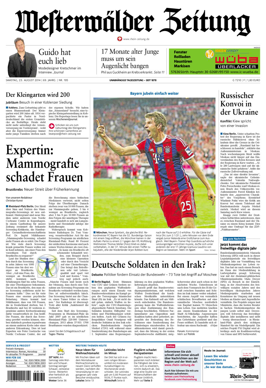 Westerwälder Zeitung vom Samstag, 23.08.2014