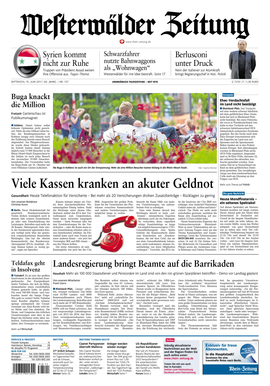 Westerwälder Zeitung vom Mittwoch, 15.06.2011