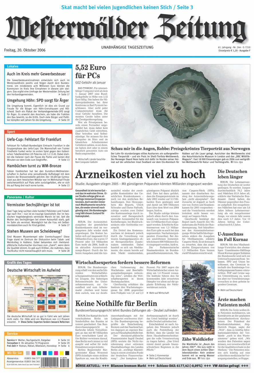 Westerwälder Zeitung vom Freitag, 20.10.2006