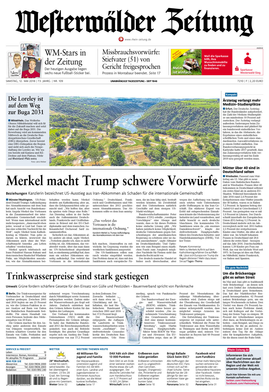 Westerwälder Zeitung vom Samstag, 12.05.2018