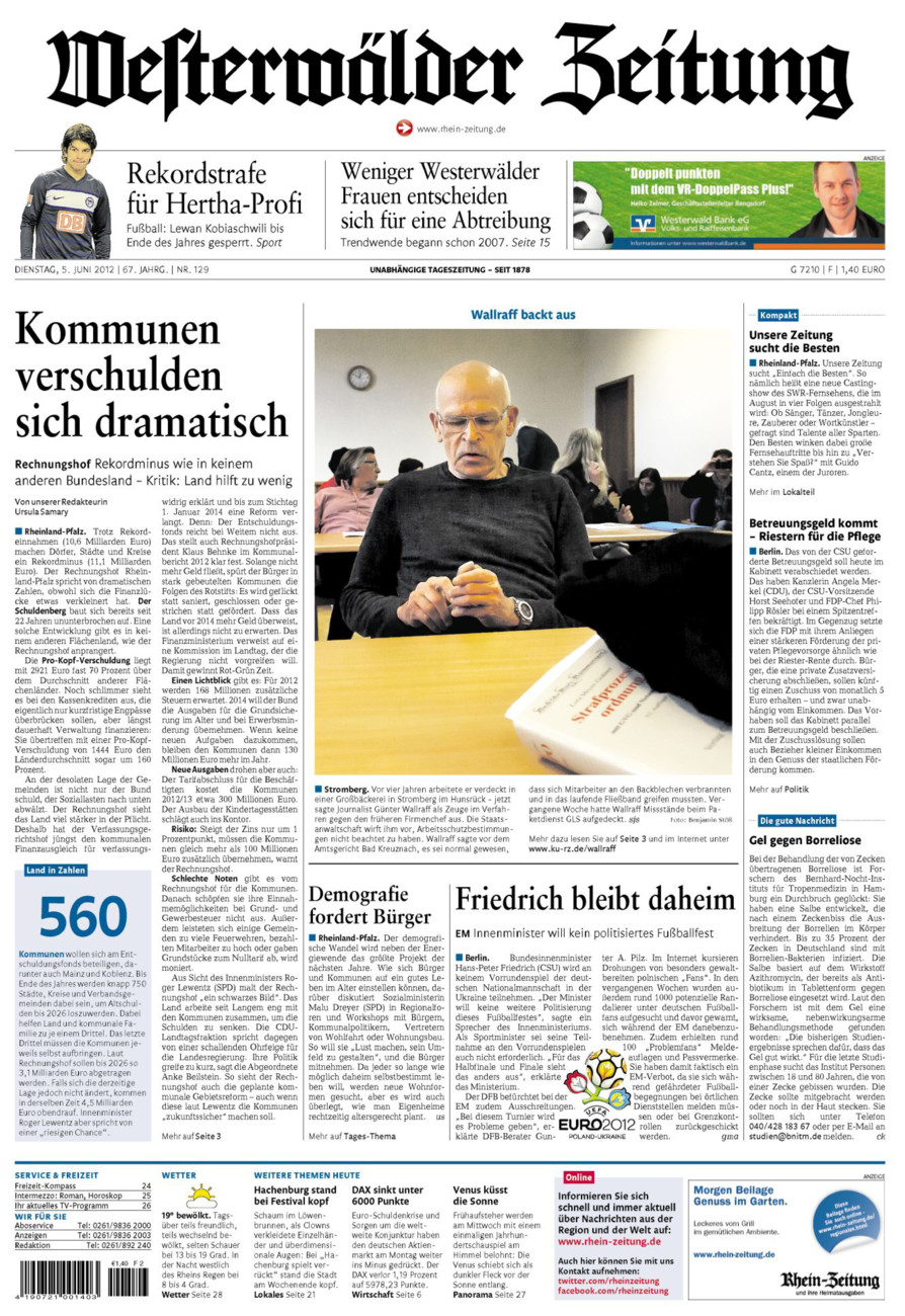 Westerwälder Zeitung vom Dienstag, 05.06.2012