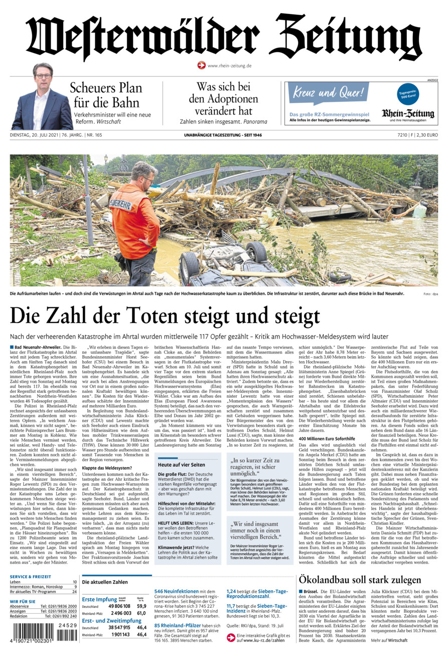 Westerwälder Zeitung vom Dienstag, 20.07.2021