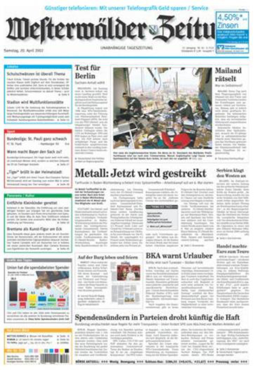 Westerwälder Zeitung vom Samstag, 20.04.2002