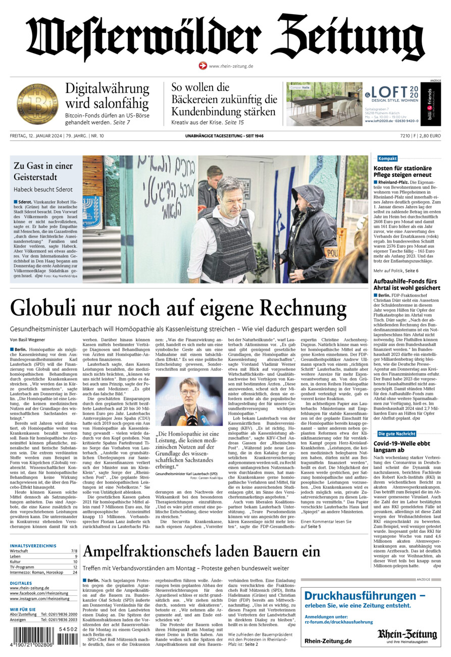 Westerwälder Zeitung vom Freitag, 12.01.2024