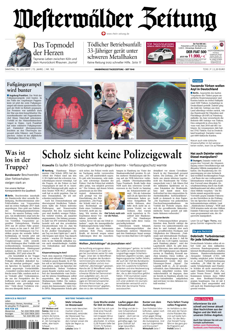 Westerwälder Zeitung vom Samstag, 15.07.2017