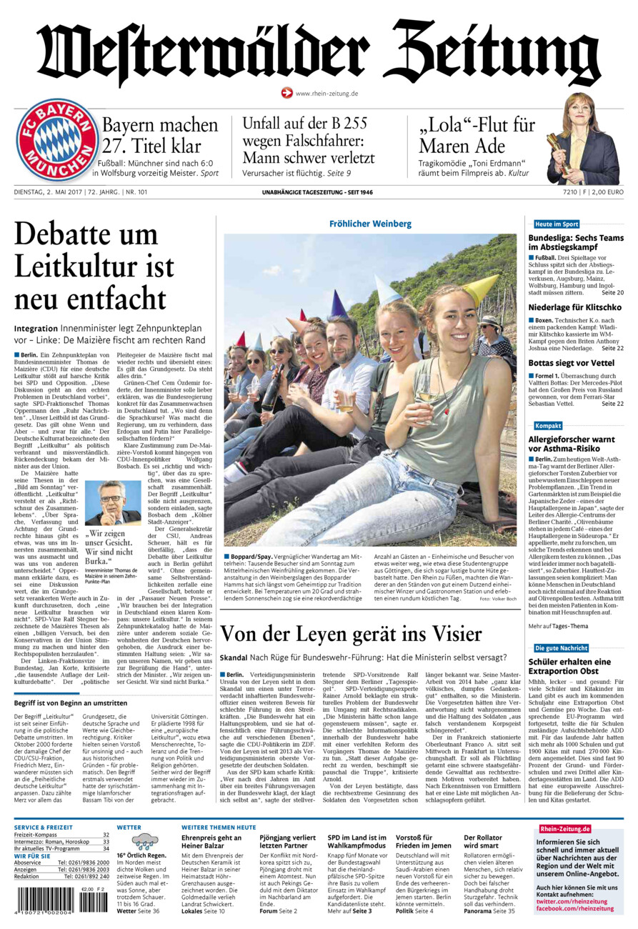 Westerwälder Zeitung vom Dienstag, 02.05.2017