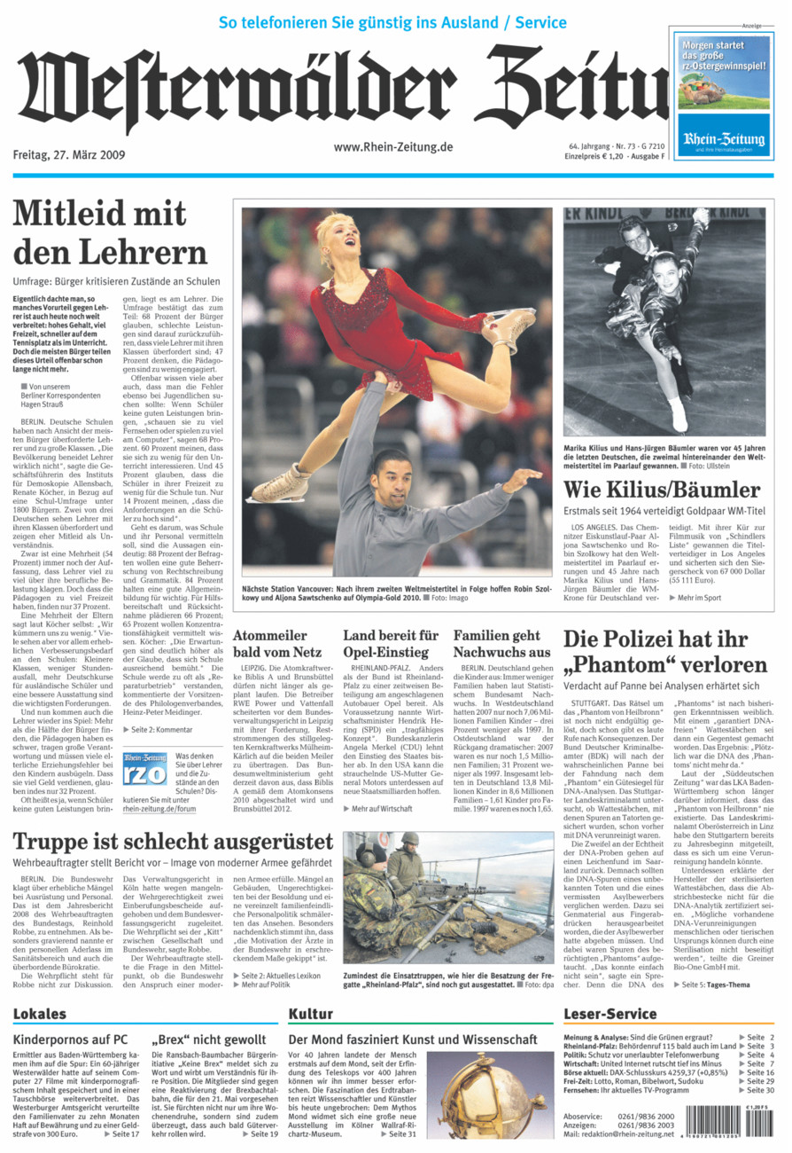Westerwälder Zeitung vom Freitag, 27.03.2009