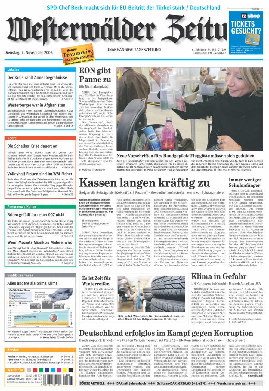 Westerwälder Zeitung vom Dienstag, 07.11.2006