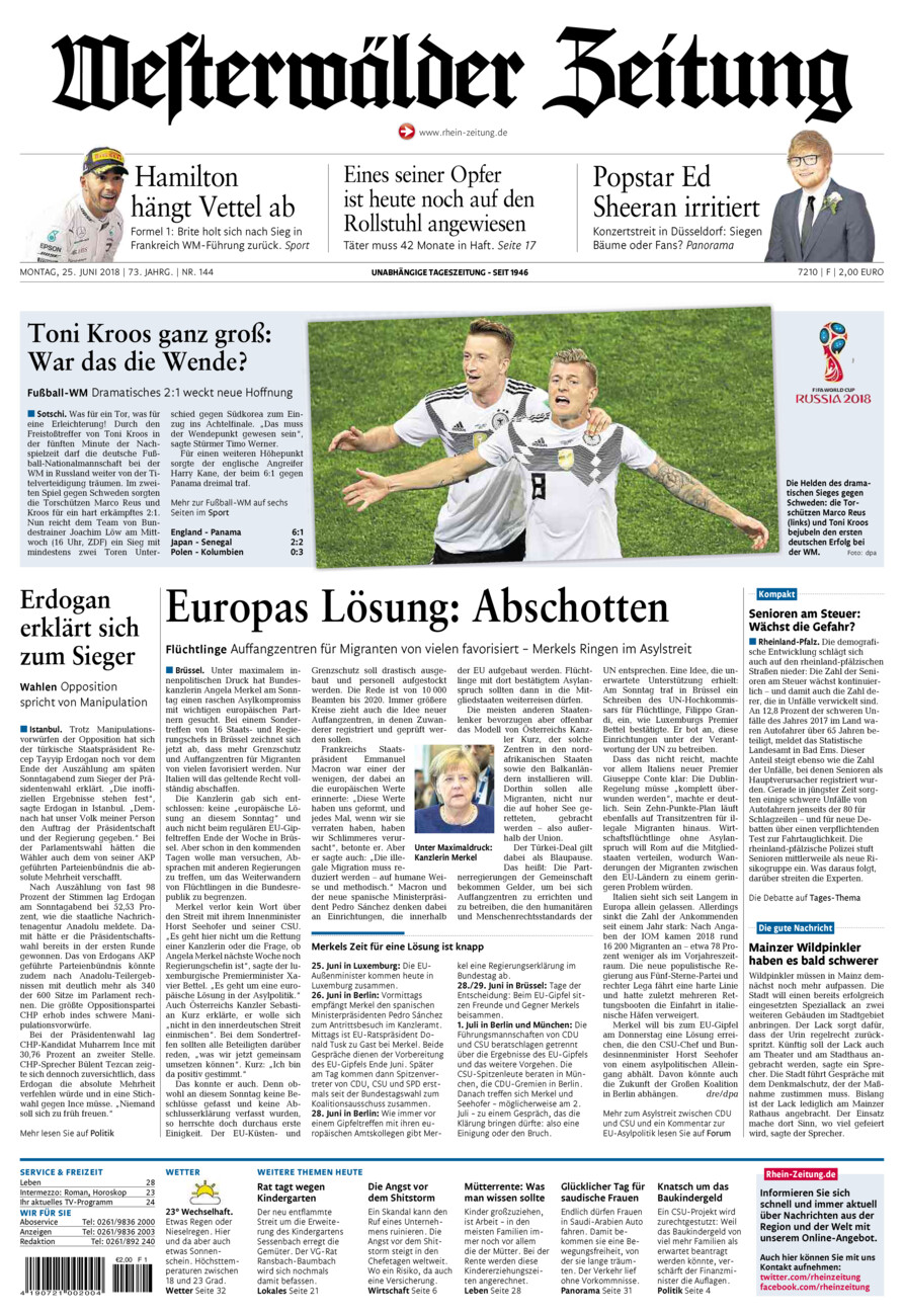 Westerwälder Zeitung vom Montag, 25.06.2018