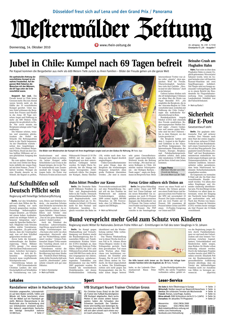 Westerwälder Zeitung vom Donnerstag, 14.10.2010