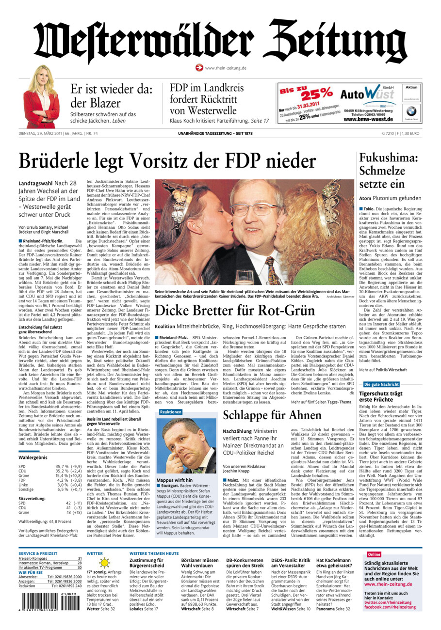 Westerwälder Zeitung vom Dienstag, 29.03.2011