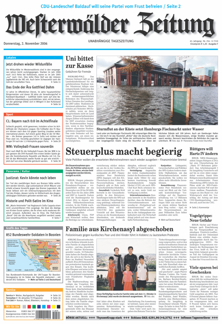 Westerwälder Zeitung vom Donnerstag, 02.11.2006