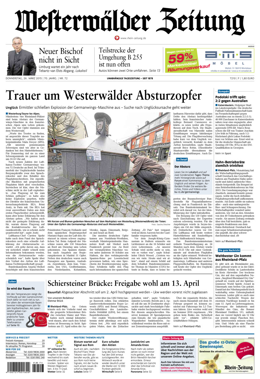 Westerwälder Zeitung vom Donnerstag, 26.03.2015