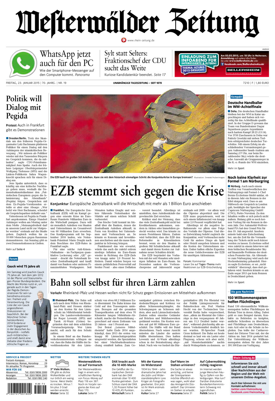 Westerwälder Zeitung vom Freitag, 23.01.2015