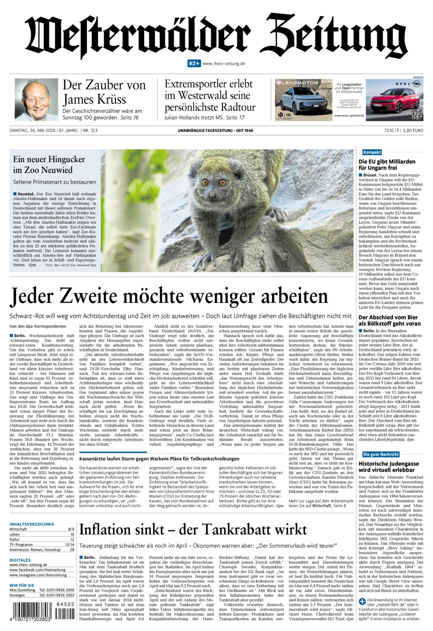 Westerwälder Zeitung vom Samstag, 30.05.2026