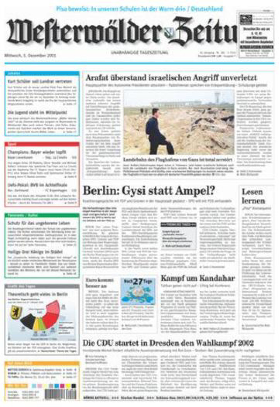 Westerwälder Zeitung vom Mittwoch, 05.12.2001