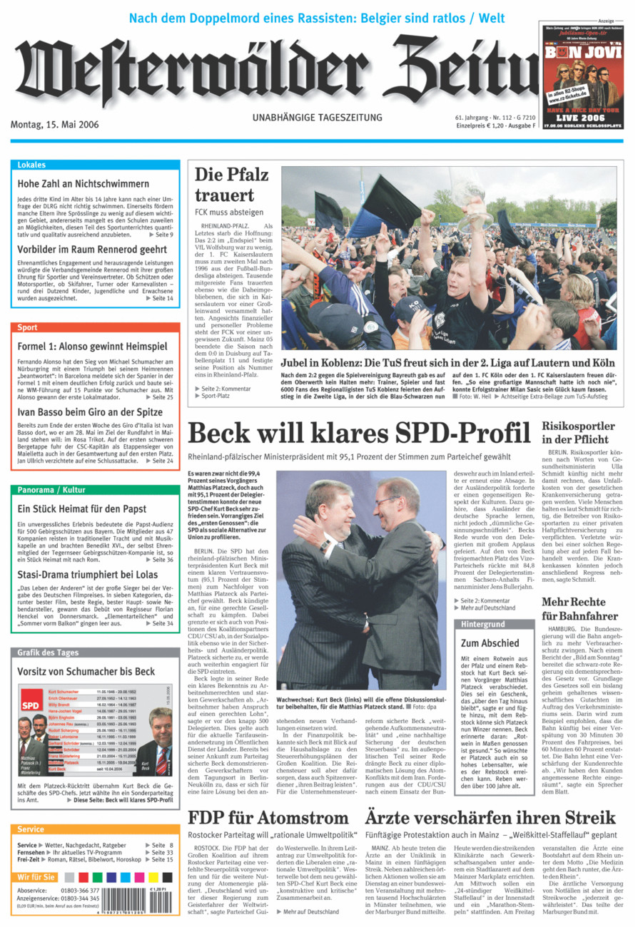 Westerwälder Zeitung vom Montag, 15.05.2006