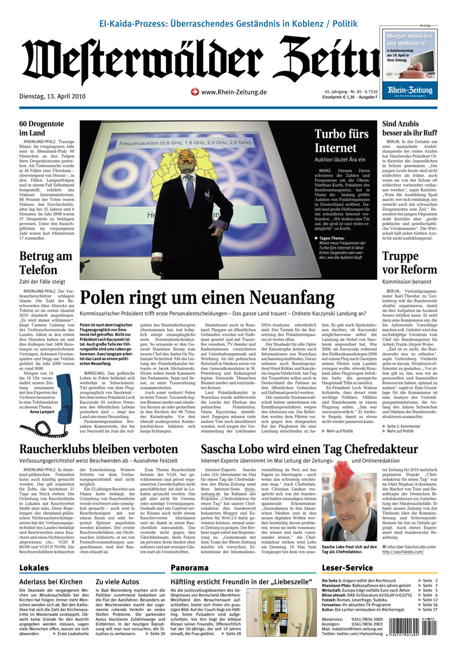 Westerwälder Zeitung vom Dienstag, 13.04.2010