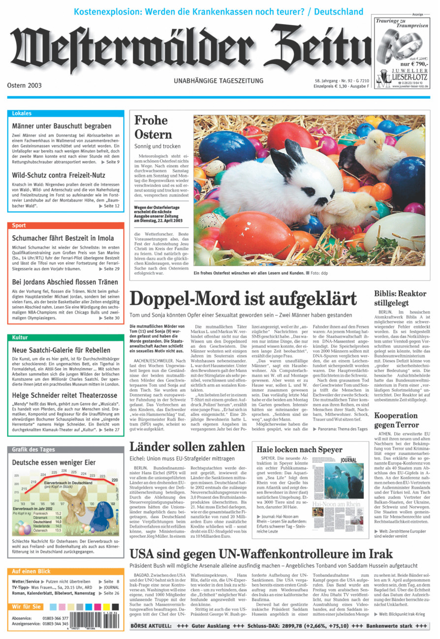 Westerwälder Zeitung vom Samstag, 19.04.2003