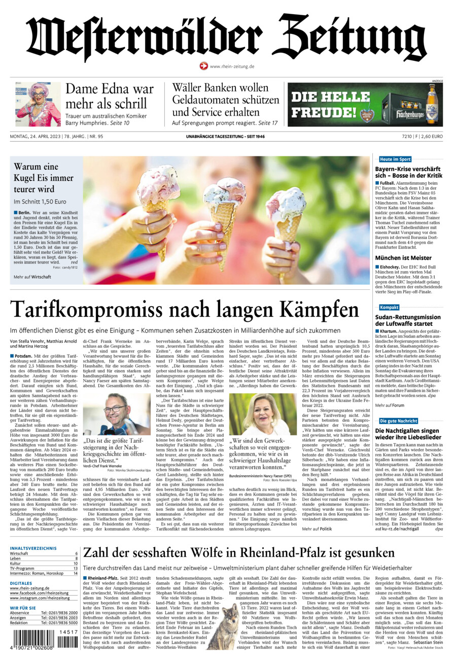 Westerwälder Zeitung vom Montag, 24.04.2023