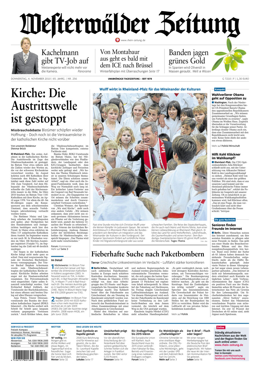 Westerwälder Zeitung vom Donnerstag, 04.11.2010