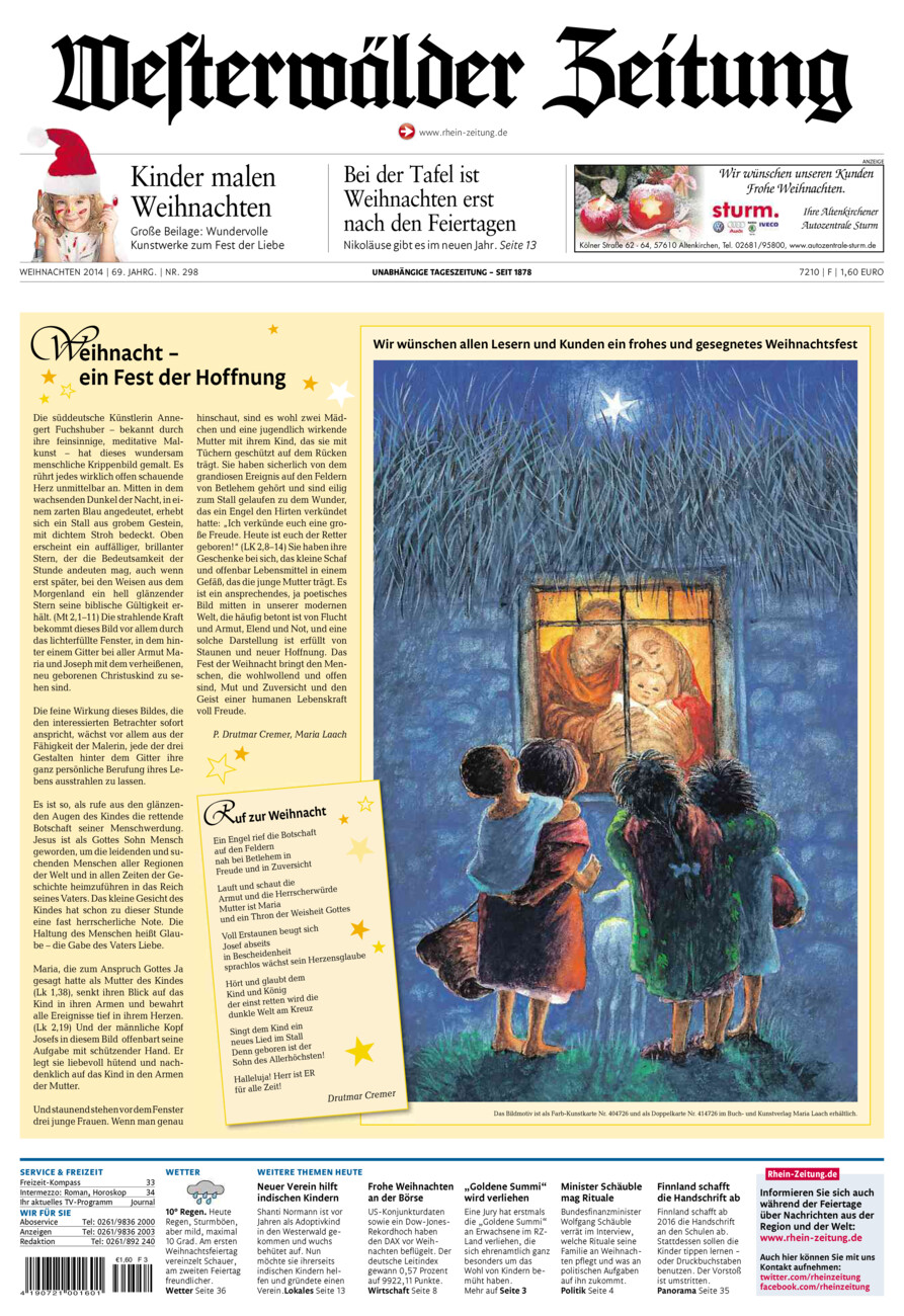 Westerwälder Zeitung vom Mittwoch, 24.12.2014