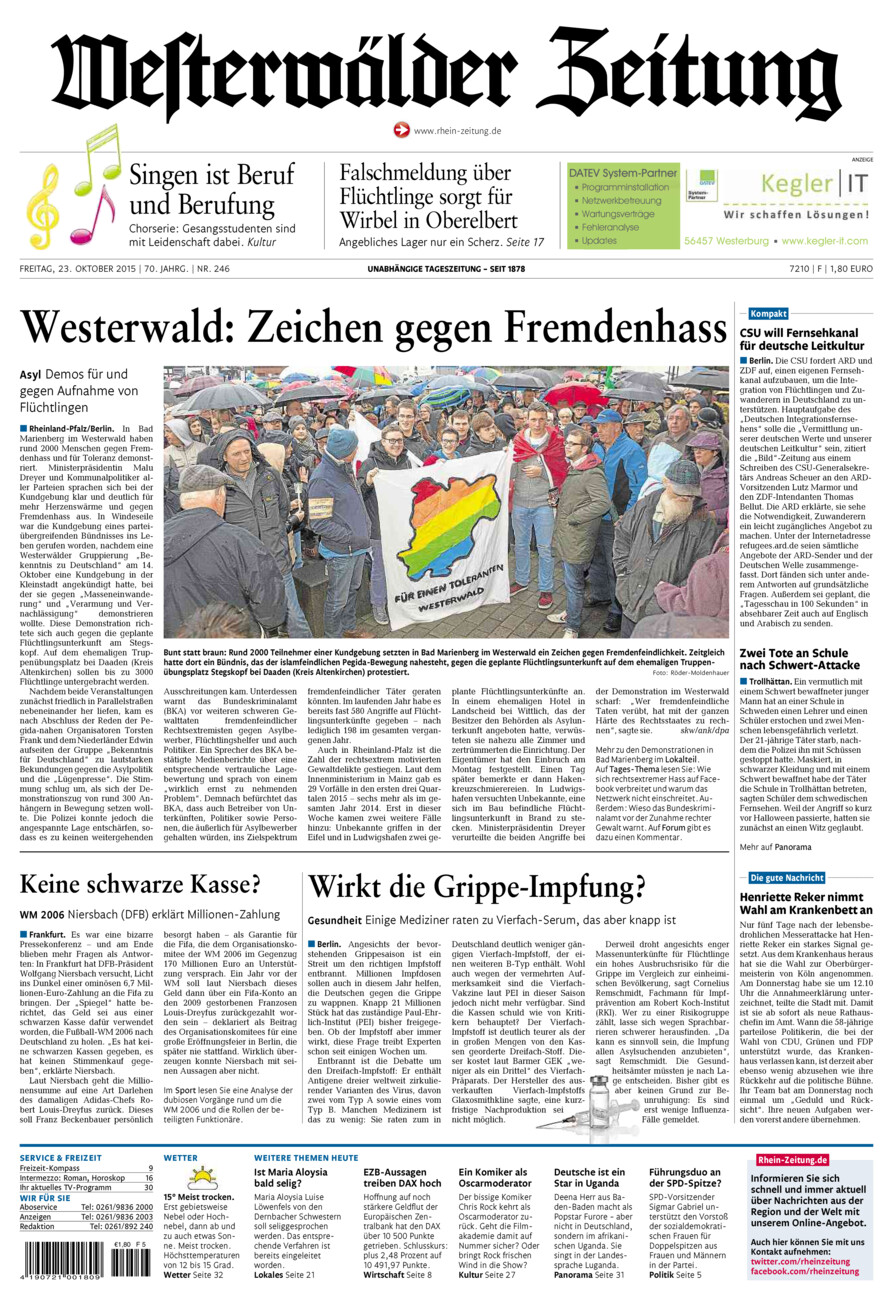 Westerwälder Zeitung vom Freitag, 23.10.2015