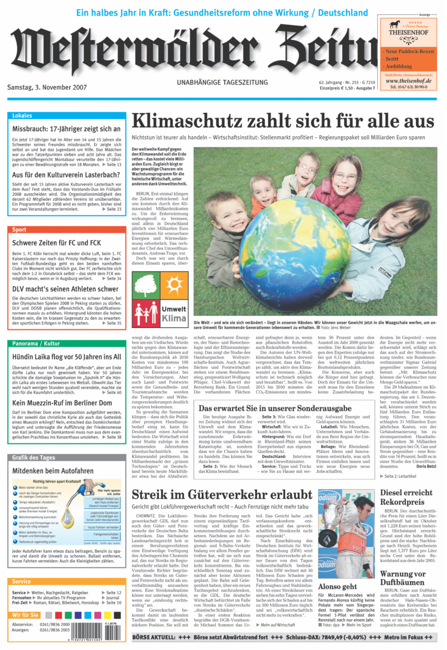Westerwälder Zeitung vom Samstag, 03.11.2007