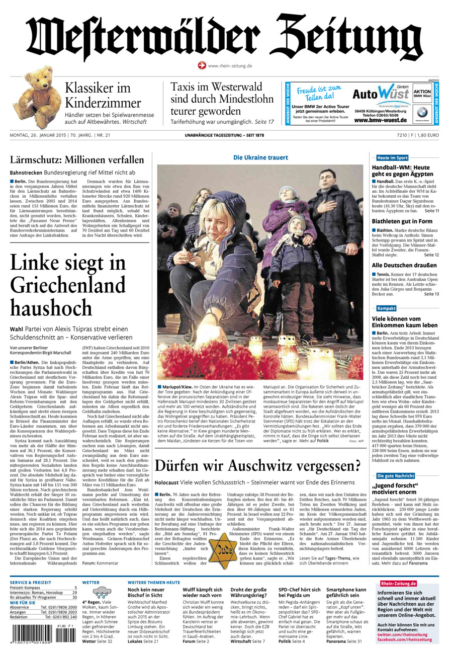 Westerwälder Zeitung vom Montag, 26.01.2015