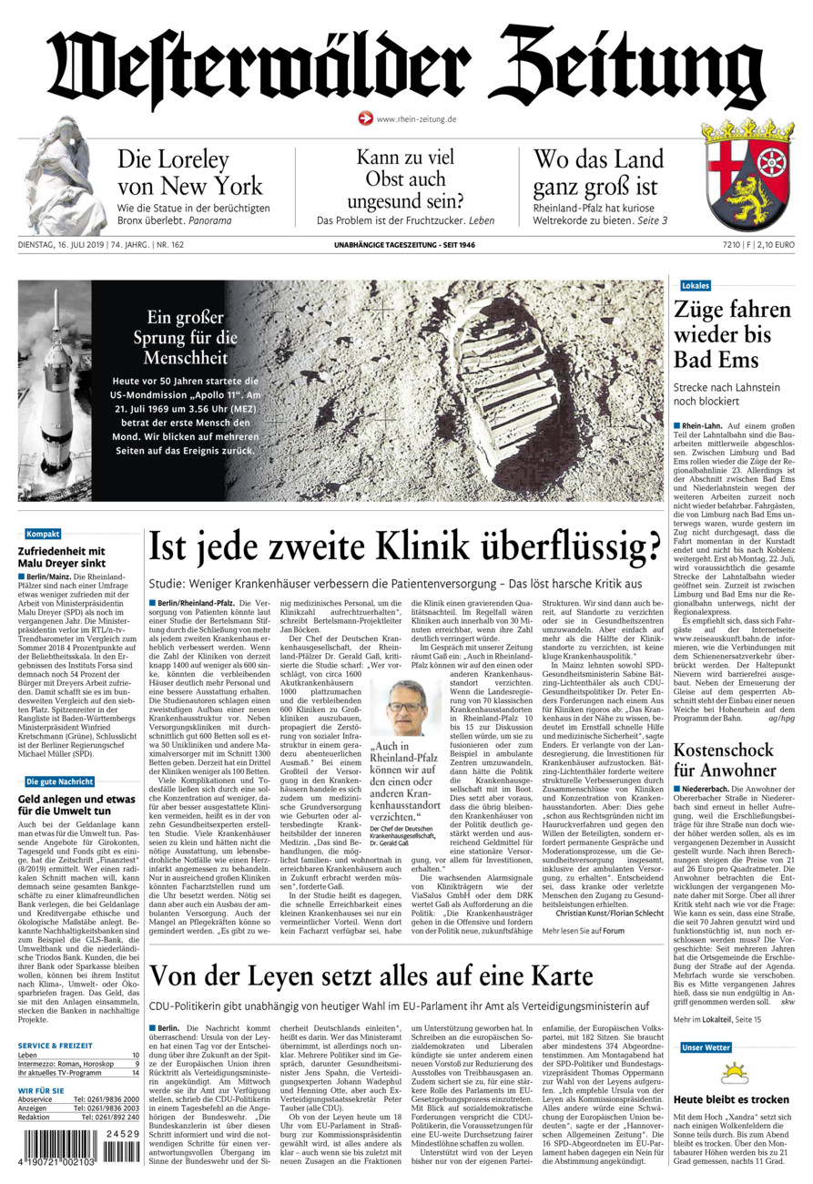 Westerwälder Zeitung vom Dienstag, 16.07.2019