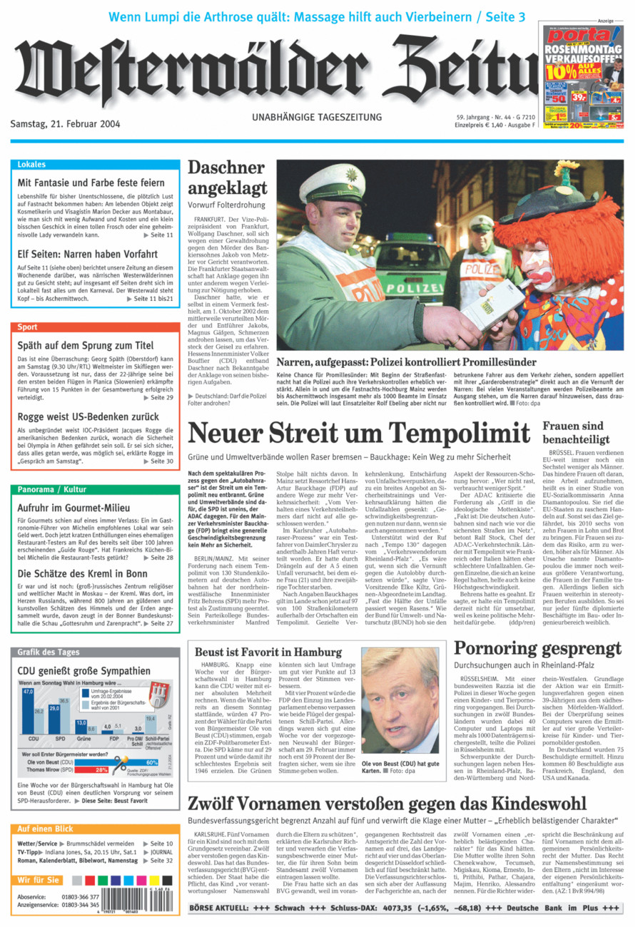 Westerwälder Zeitung vom Samstag, 21.02.2004
